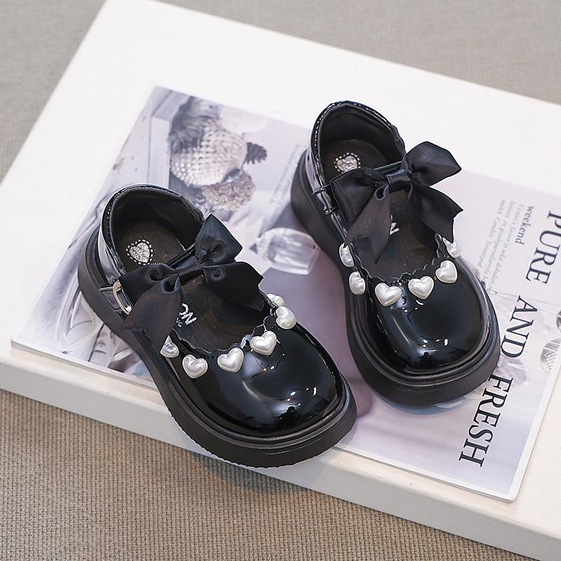 Girls' leather shoes 2025 spring and autumn new children's Mary Jane princess shoes girls performance shoes bow pearl single shoes
