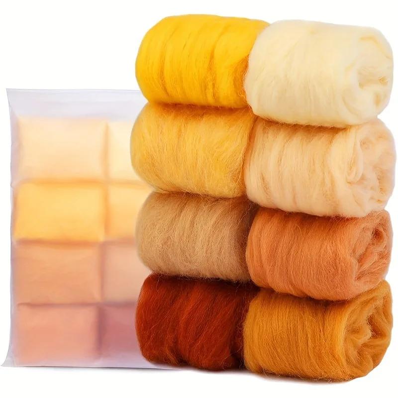 10 G DIY Wool Roving Needle Felting 8 Colors Wool Felting Fibre Handmade Material For Beginners Needle Felting Product Making