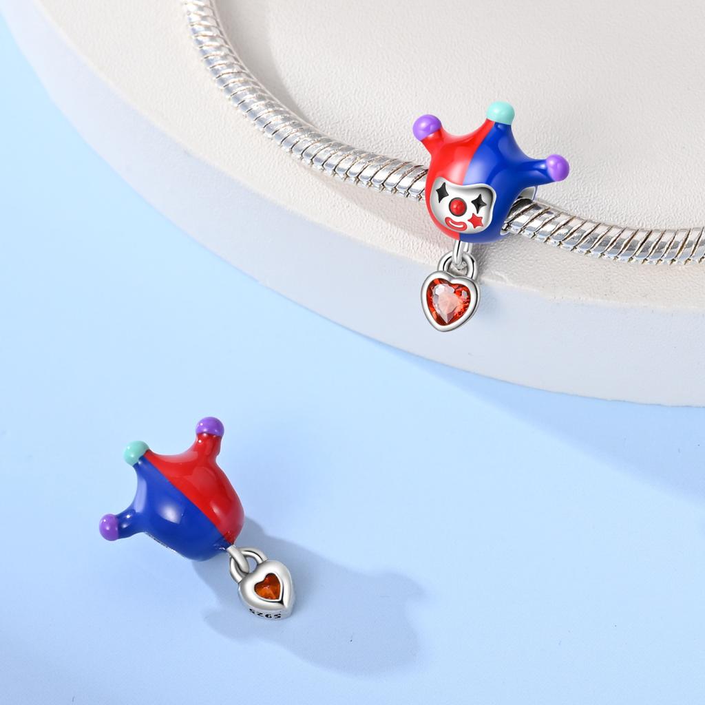 Original Charms  Copper Red Heart Clown Beads Fit Charms Plata  Bracelets For Women Jewelry Making Diy
