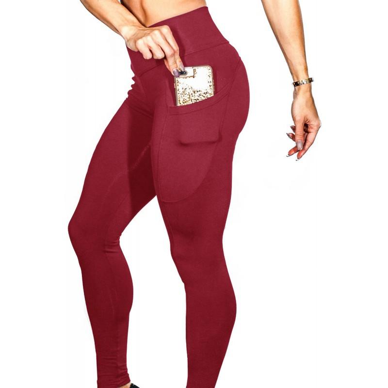 High-Waisted Yoga Leggings With Side Phone Pocket Running Workout Fitness Women