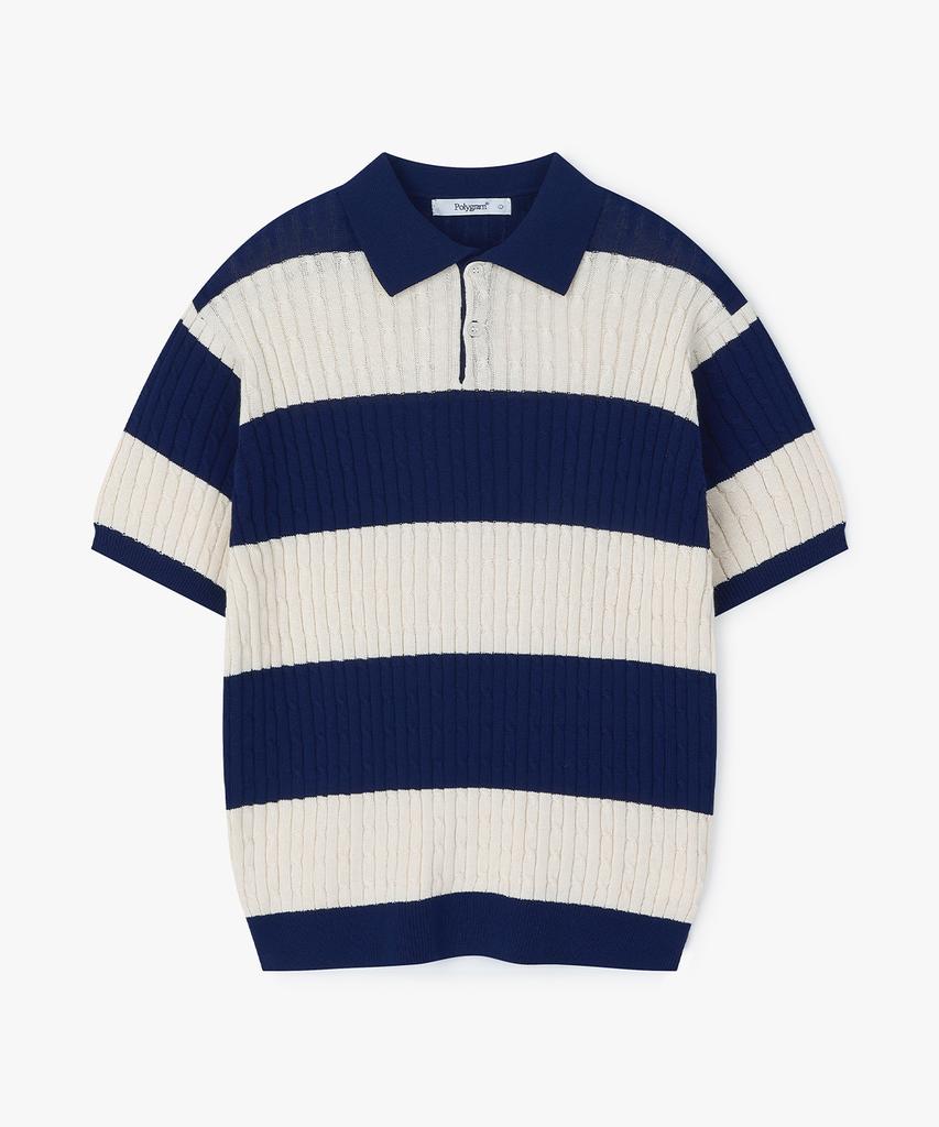 POLYGRAM Preppy Striped Collared Short Sleeve Knit - 5 Colors