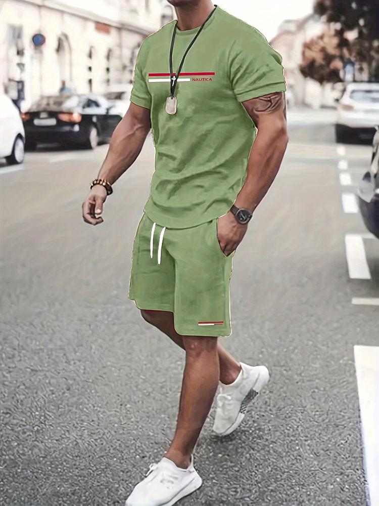 Moda Casual da Uomo Larghi Comodi Maniche Corte Tendenza Esterna Pantaloncini Sportivi Novità a Strisce Stampa 3D