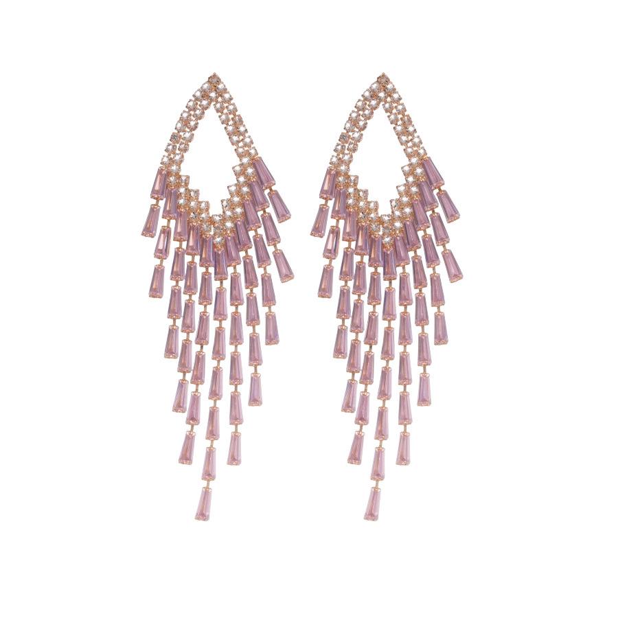 Silver Needle Zircon Geometric Tassel Earrings - Luxury Court Style Fashion Jewelry
