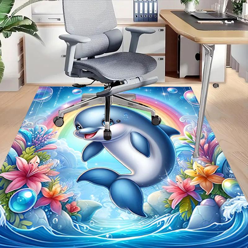 1PC Dolphin Rainbow Extra Large Non Slip Floor carpet, Office, family, Studio   Large Area Rug Indoor Rugs, Bold Statement Piece