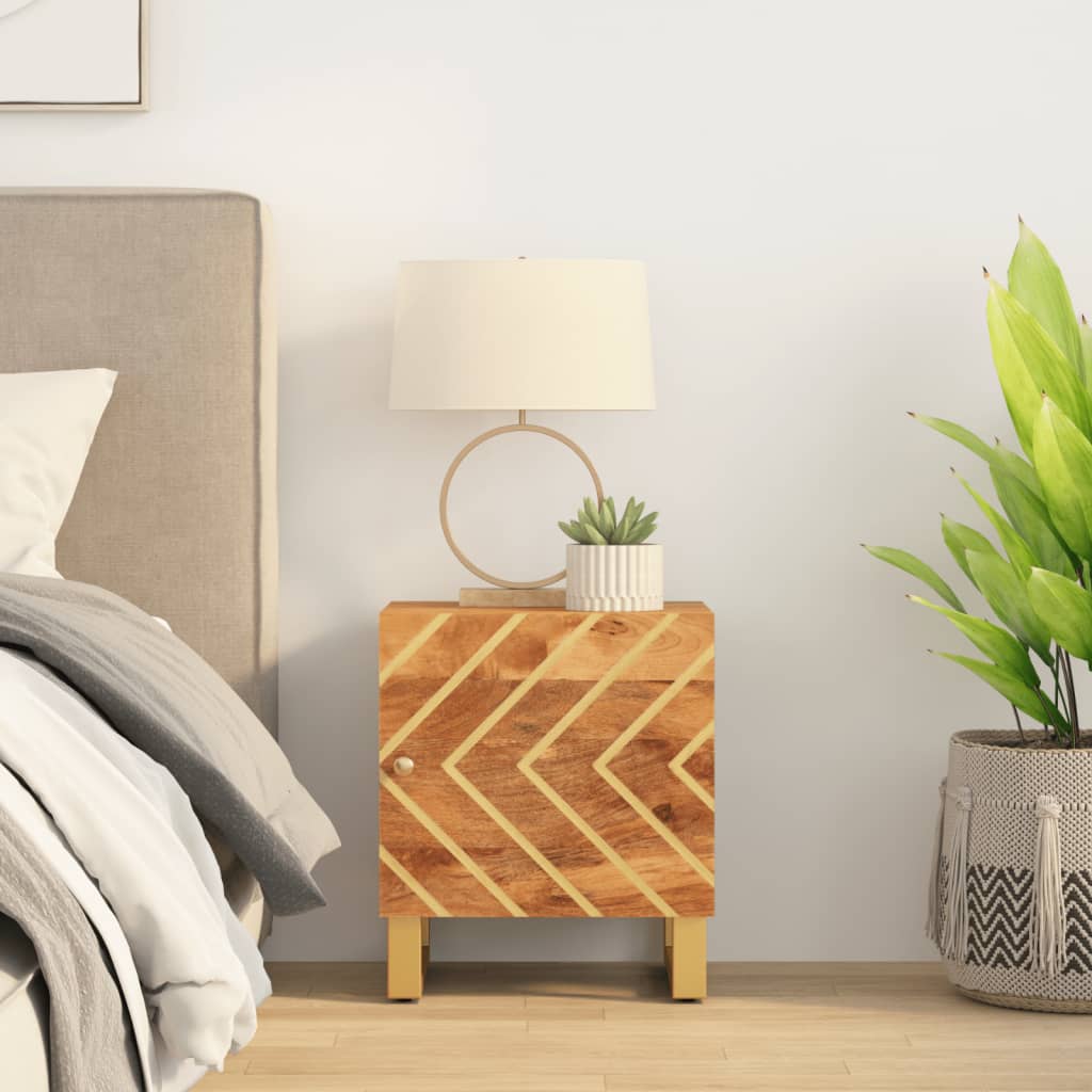 Nightstand in Brown and Black Solid Mango Wood