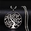 Tree of Life Stainless Steel Fashion Necklaces Women Statement Necklace Silver Color Chain Necklace Jewelry Bayan Kolye N7057S01