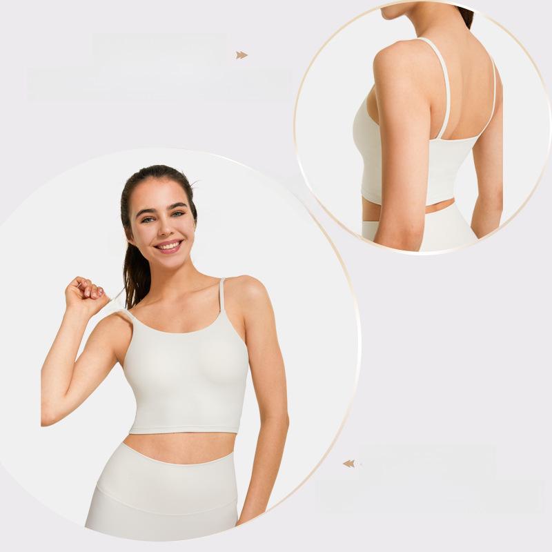 Ribbed Spaghetti Strap Sports Bra with Stylish Back for Women's Fitness and Yoga