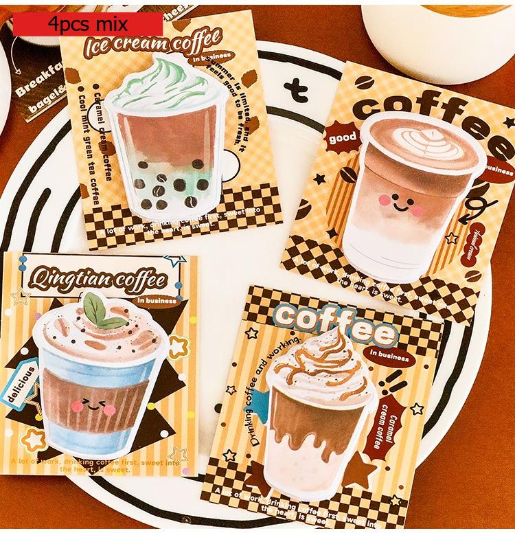 Office School Supplies Milk Tea Coffee Cute Girly Heart Pocket Decoration Note Student Can Tear Off Message Notes N Times Gift