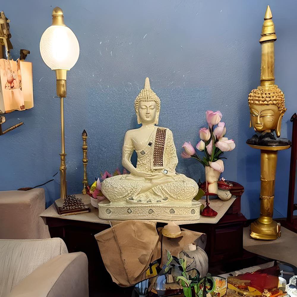 Statuia lui Buddha Șezut și meditație de 25 de centimetri, piesă de prezentare Idol Articole de decor pentru sufragerie și cadouri