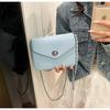 IELGY Fashion Simple Solid Color Chain Messenger Bag Korean Version All-Match Texture Small Square Bag