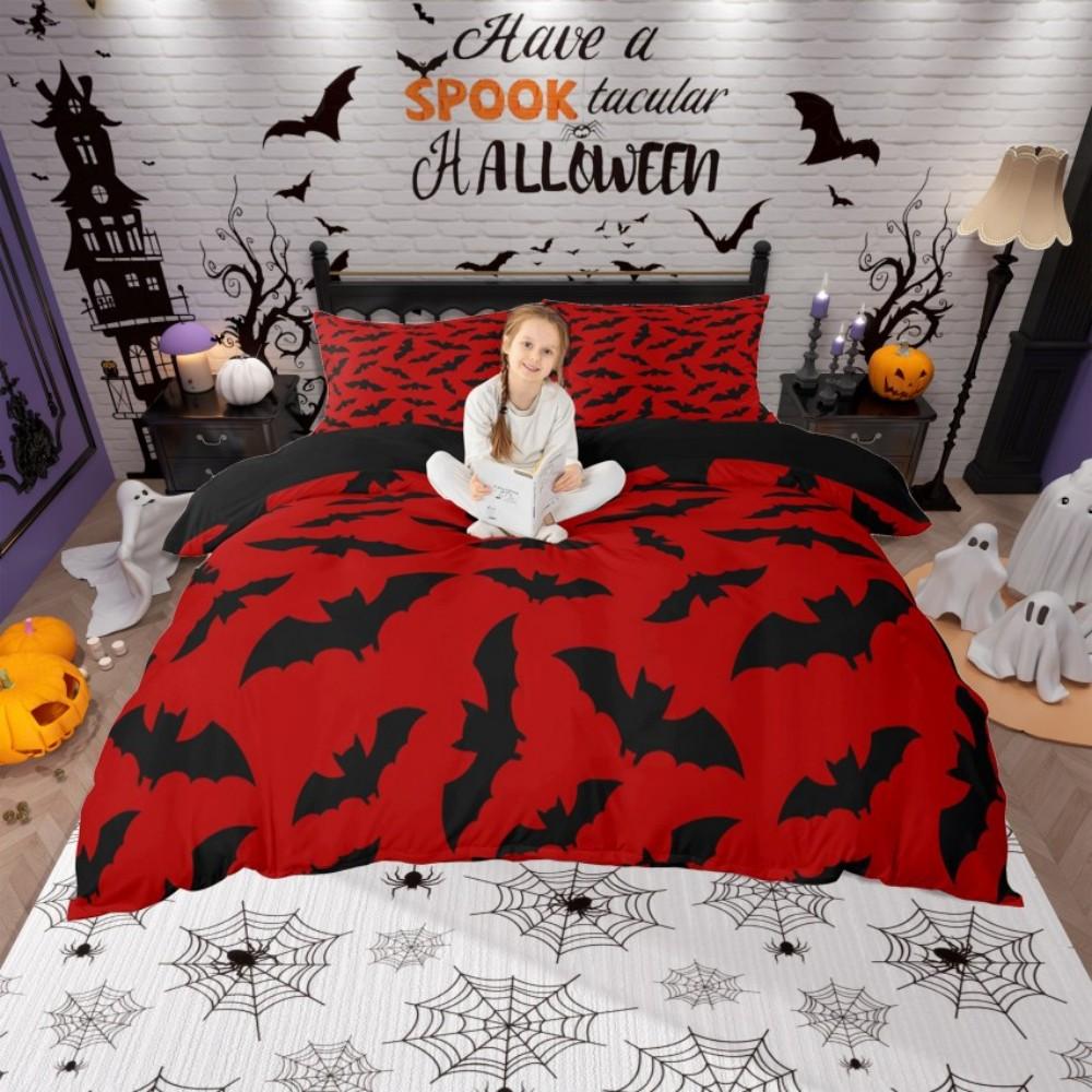 

Homewish Girly Pink Ribbon Duvet Cover Set for Kids,Halloween Ghost Print Bedding Set,Sugar Gothic Reversible Bed Set DE XS 100x135cm 2pcs&set