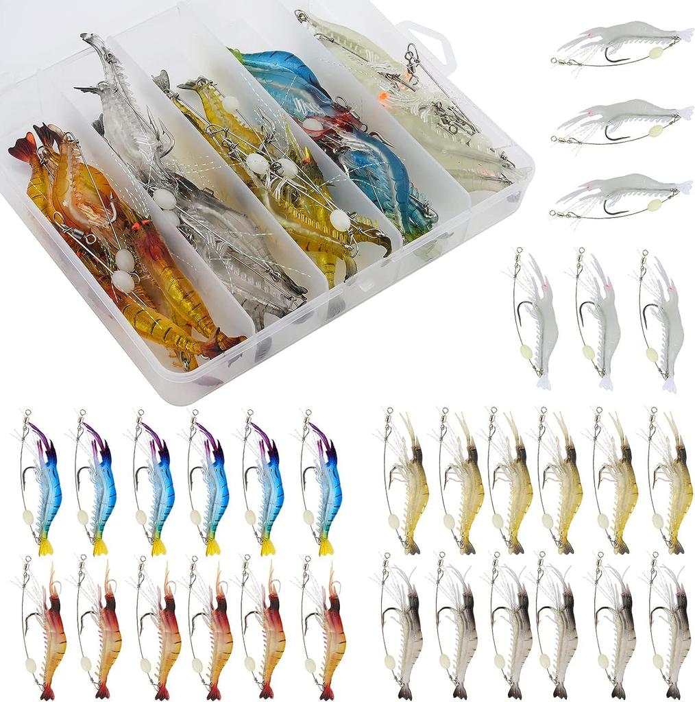 Goture Shrimp Shrimp Shrimp Soft Fishing Fishing Soft Storage Case Included Lures, 30-Piece Set, 9cm, 6g, Lures, Worms, Lures, Lures, Bait, Worms,