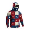 Men's Long Sleeve Lightweight Hoodie with Drawstring Hood and Face Covering Flag Print Casual Pullover Top
