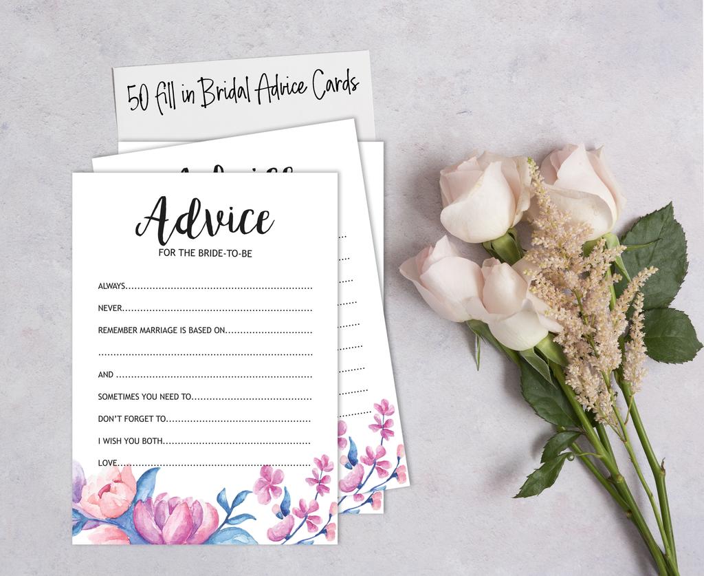 Inkdotpot Advice For The BrideA  CardsA  Set Of 50A  FloralA  Bridal Shower Activity