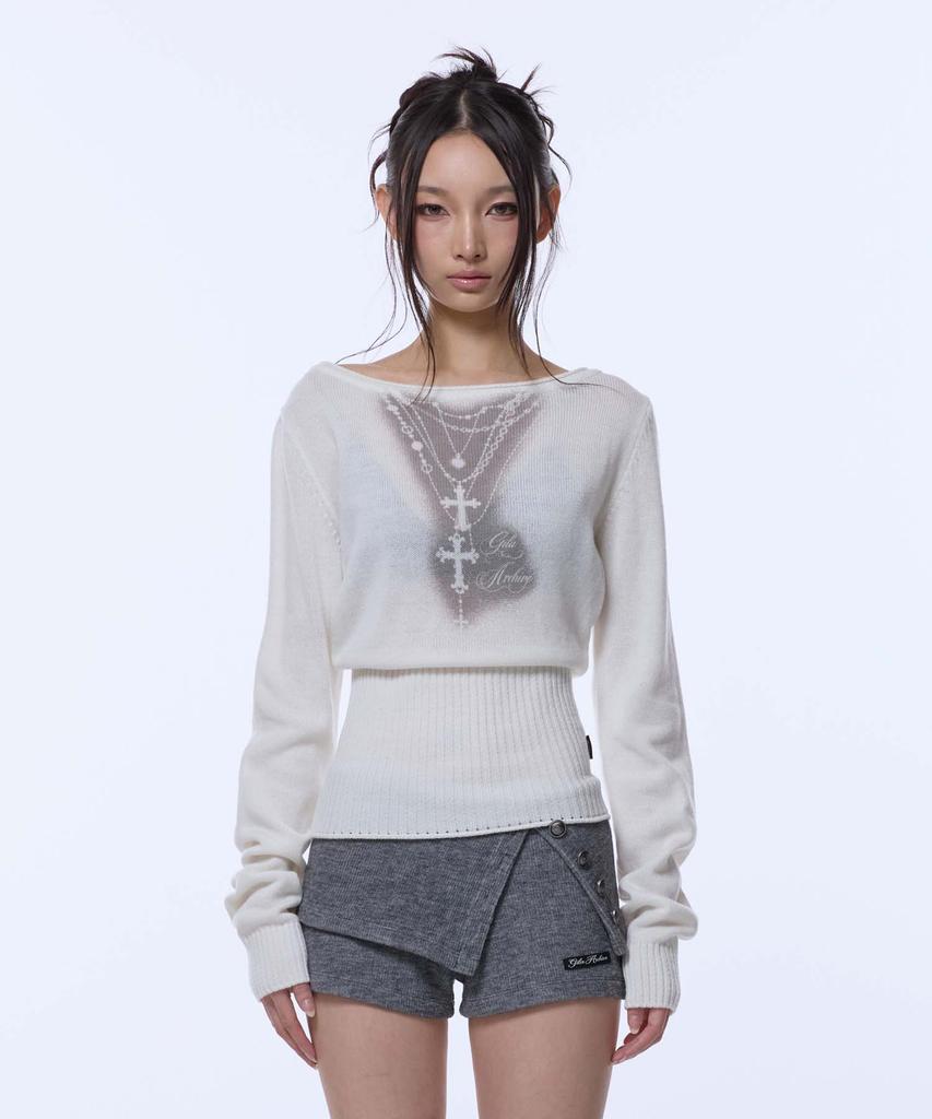 GILAARCHIVE Necklace Off Shoulder Knit_Ivory
