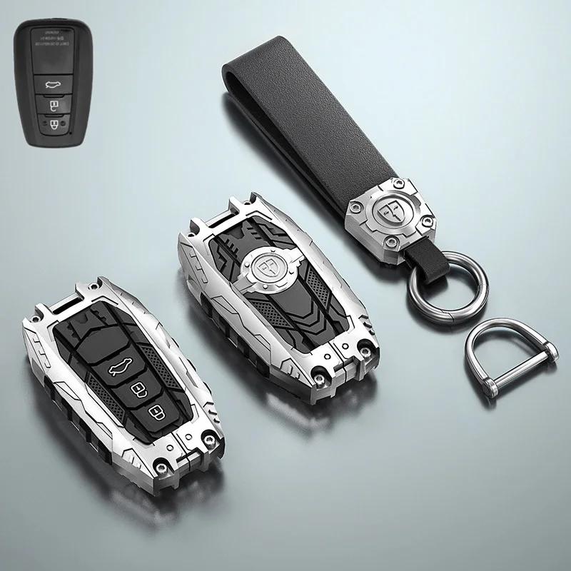 Zinc Alloy Car Key Case Full Cover Shell for Toyota Models 2/3 Buttons Compatible with CHR C-HR RAV4 Land Cruiser Prius Camry Co