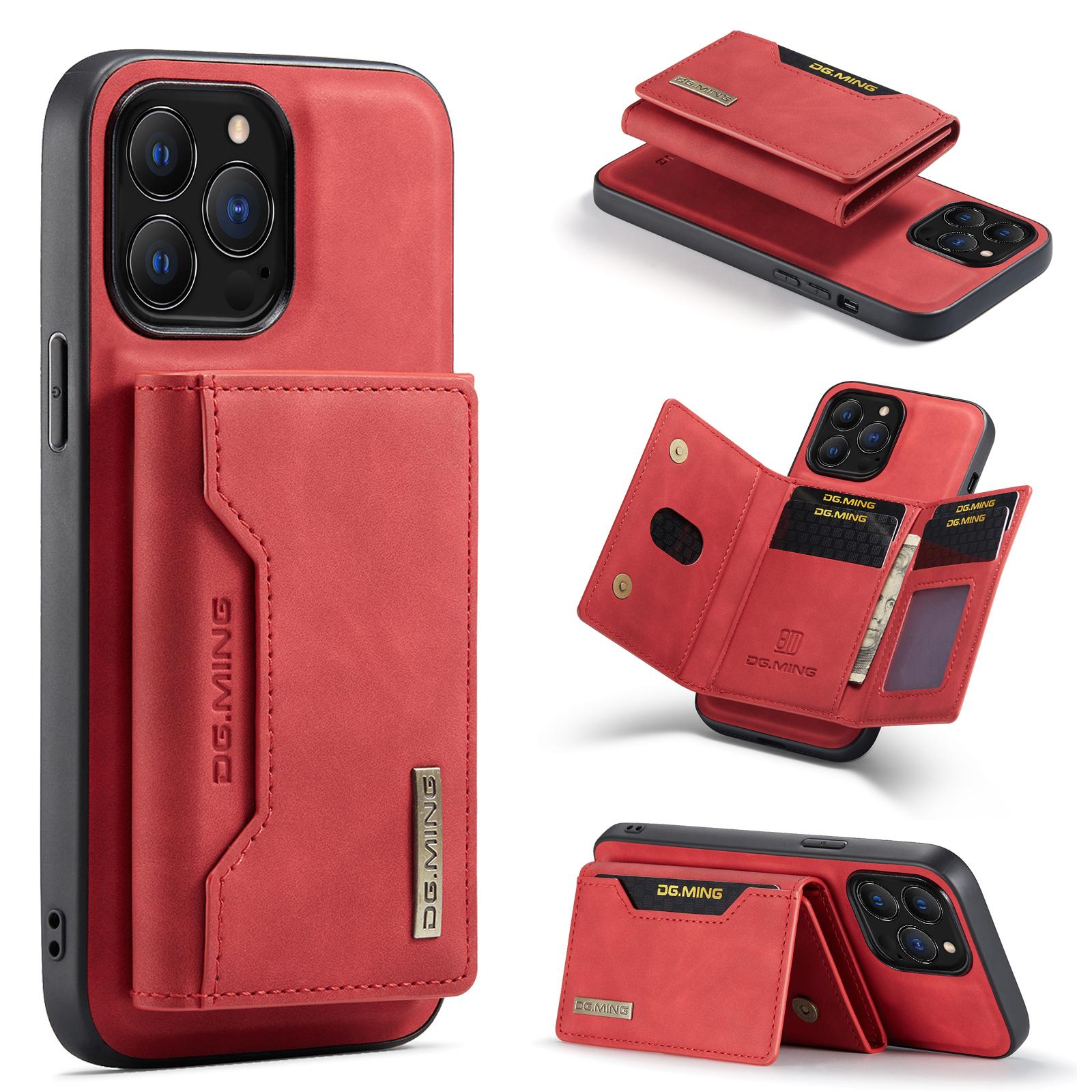 

Серия DG.MING M2 для iPhone 16 Pro Max Чехол PU+PC+TPU Чехол для телефона Съемный кошелек Red