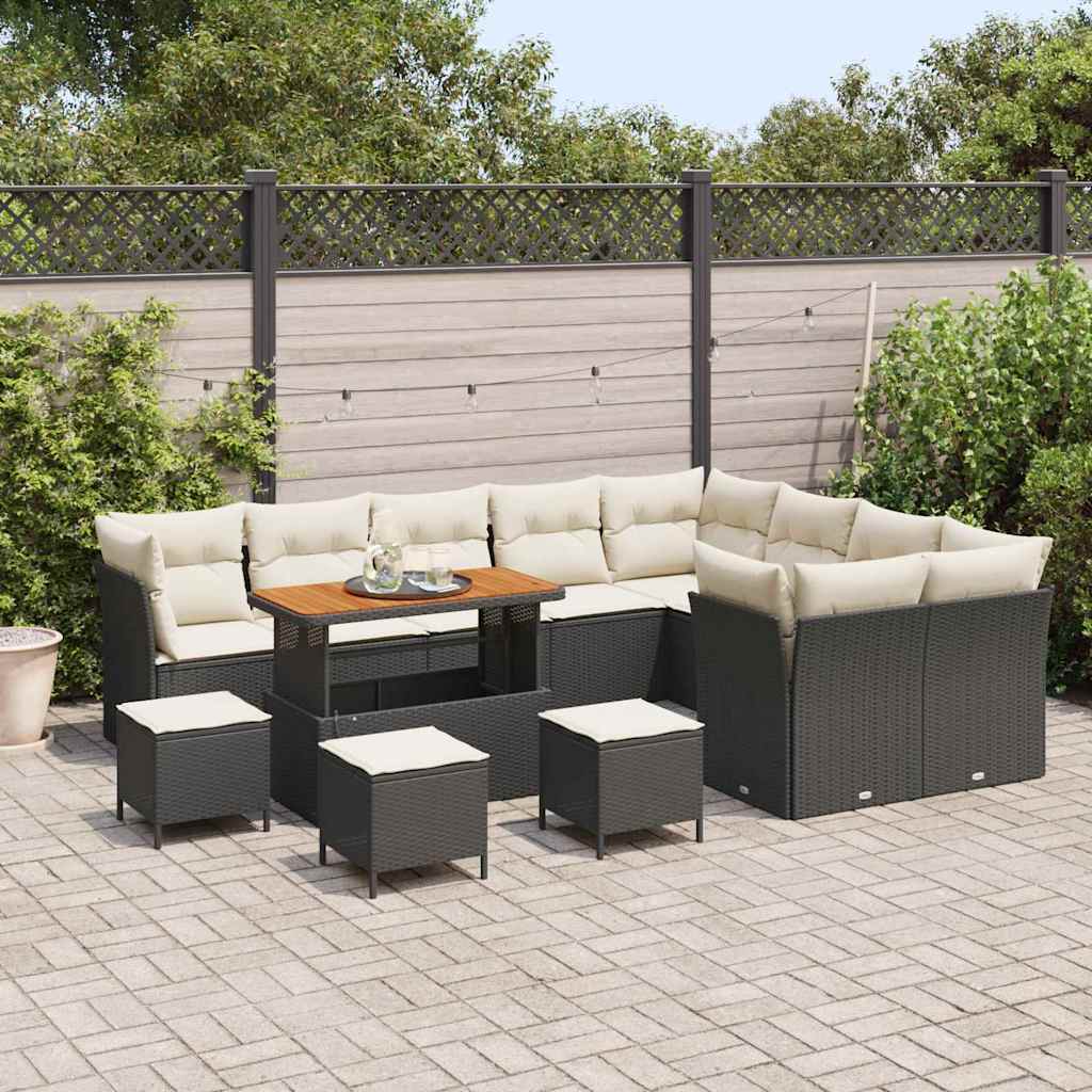 Garden Sofa Set 13 pcs Black Poly Rattan