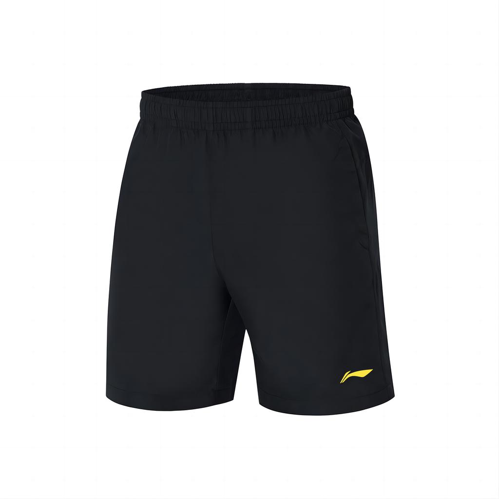 Li Ning Fitness Series Solid Color Logo Loose Mid Waist Sports Shorts Men Shorts Black AKSS013