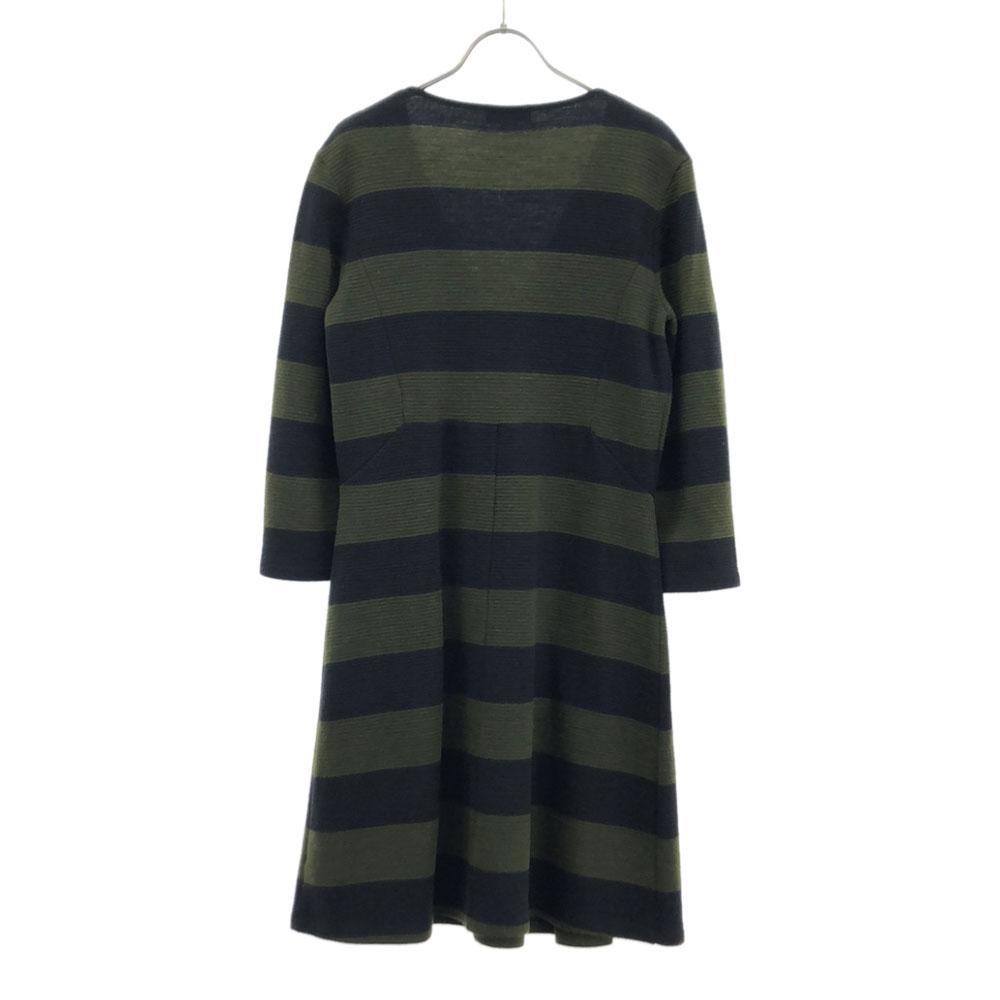 MAX&CO Border 7 Minutes Sleeve Knit One Piece M Black X Khaki Women Used