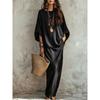 2026 Womens Loose Fit Solid Color Two-Piece Set T-Shirt Midi Skirt Casual Outfit