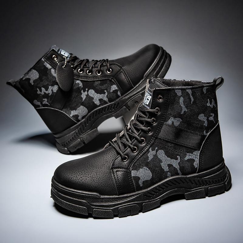 Men's Shoes Outdoor Men's High-top Tooling Shoes Martin Boots Non-slip and Wear-resistant Labor Insurance Shoes