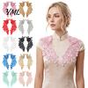 Stage Performance Costume Trim 2Pcs Embroidery Patches for Wedding Dress, Water-soluble Lace Applique, Floral Exquisite Polyester Silk Patch Motif Sew