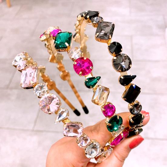 Mode Dam Flerfärgad Strass Inlagd Hårband Huvudbonad Pannband Accessoar