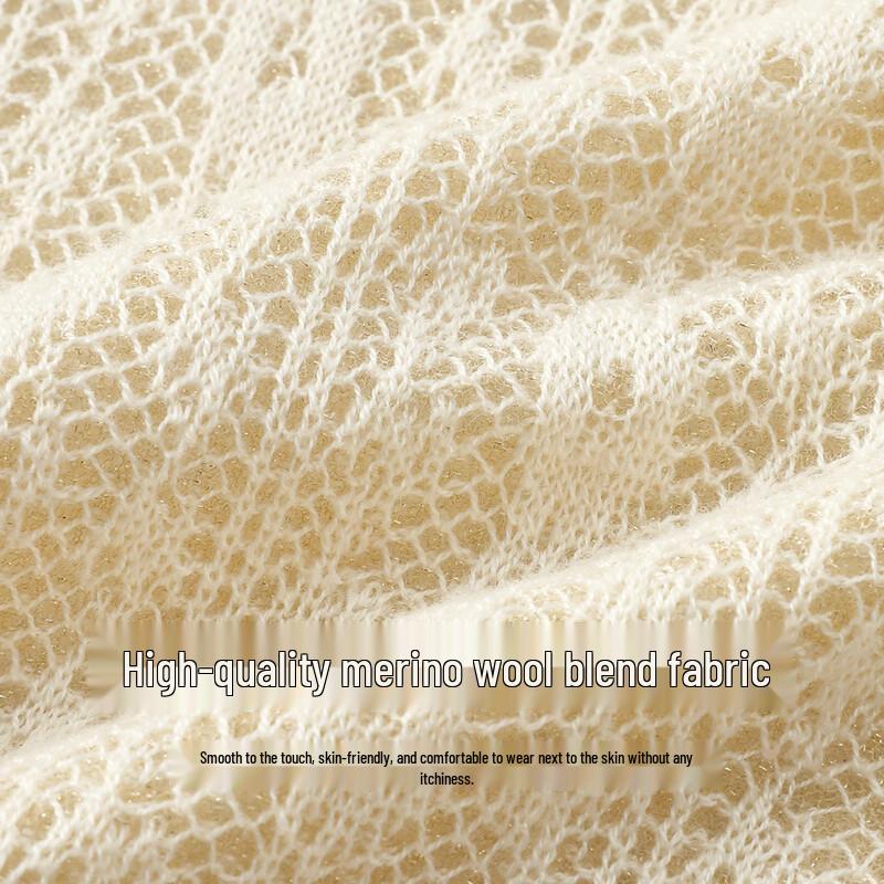 FivePlus Women's Hollow-Out Wool Blend Mock Neck Knit Sweater