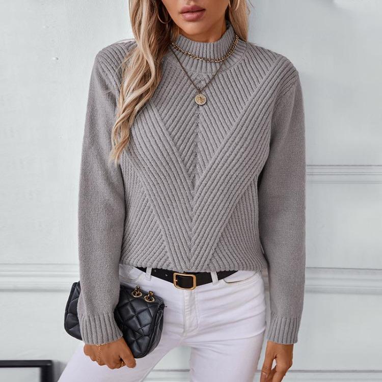 Suéter de Punto Vintage con Cuello Mao Holgado de Manga Larga Cárdigan Color Sólido Otoño Invierno Top