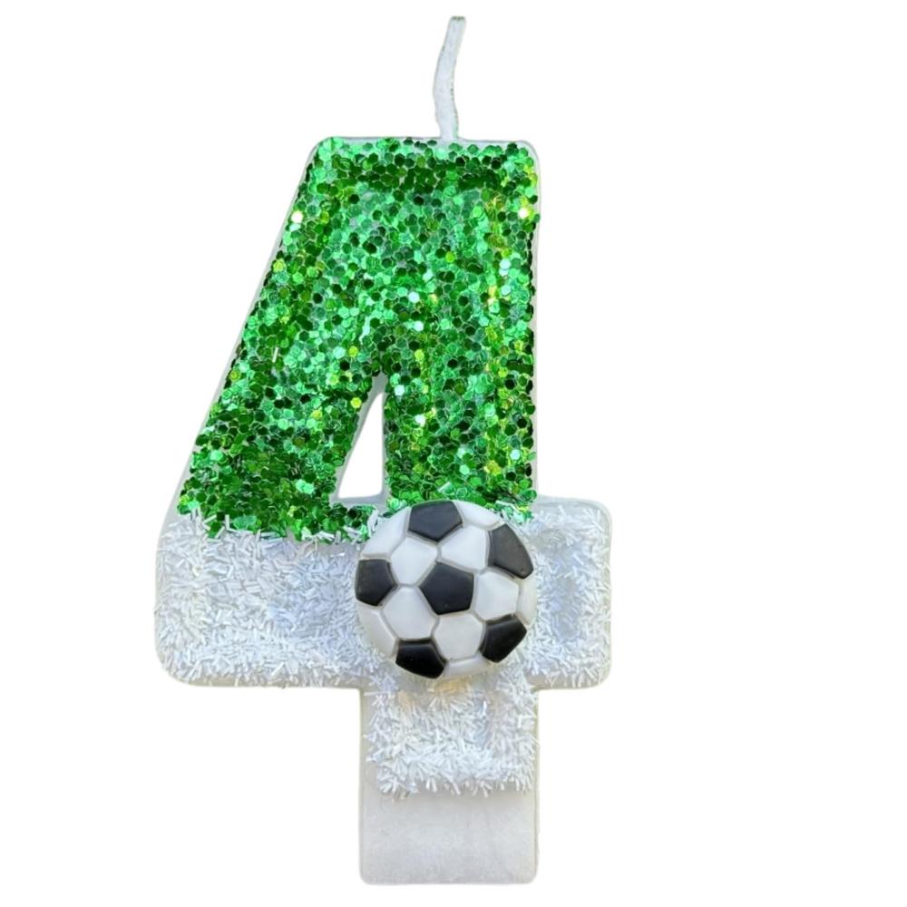 Football Children's Birthday Candles 0-9 Number Green Sparkles Birthday Soccer Ball Candle For Boy Party Soccer Fans Party Decor