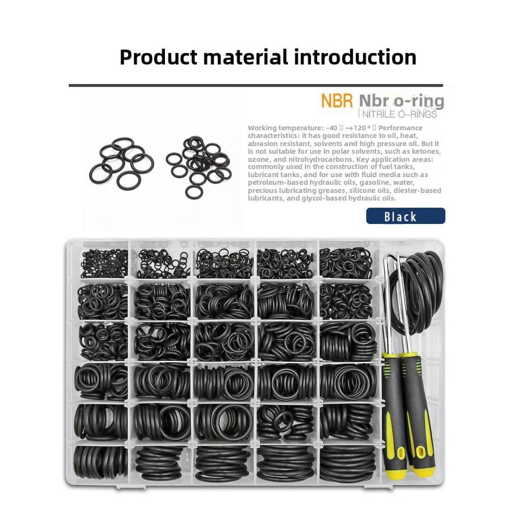 1540Pcs Metric O Rings Oil Resistant Nitrile Rubber O-Rings Assortment Kit High Temperature Resistant Sealing Seals Water Repair