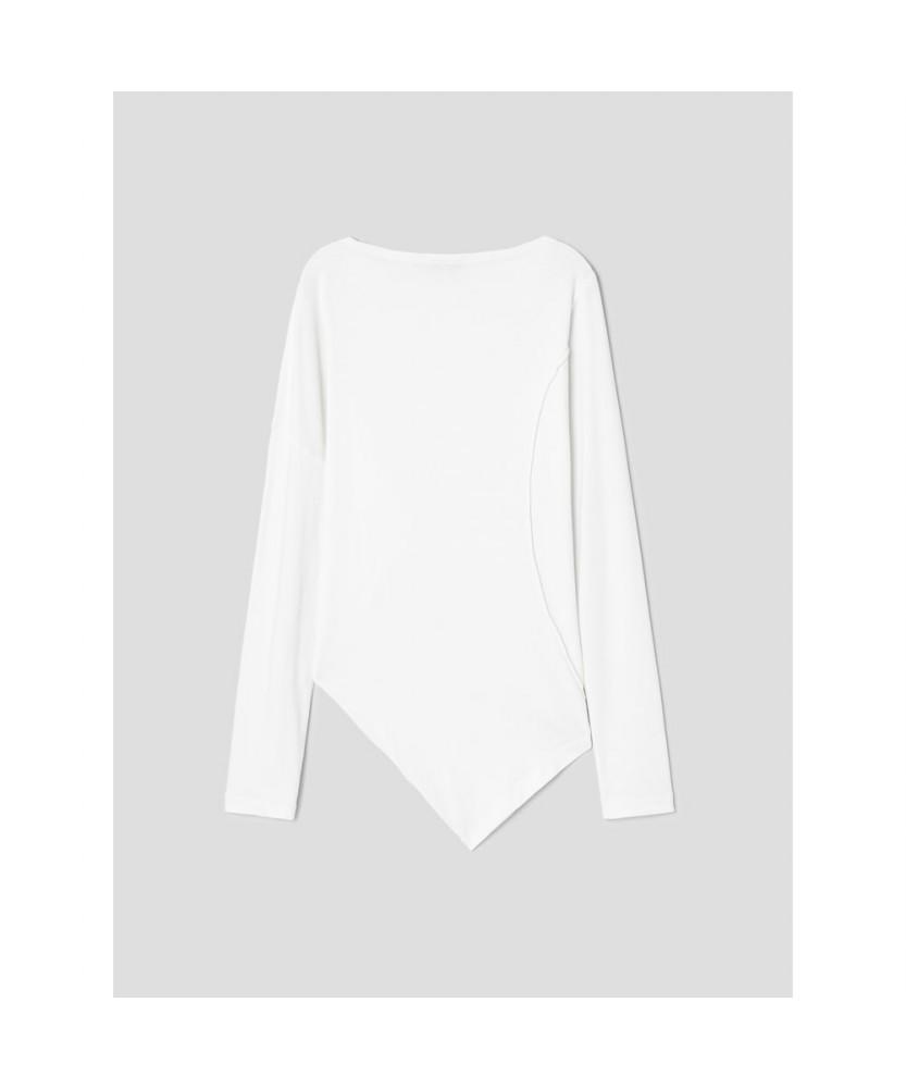 Anggae Asymmetrical Drape T-Shirt White
