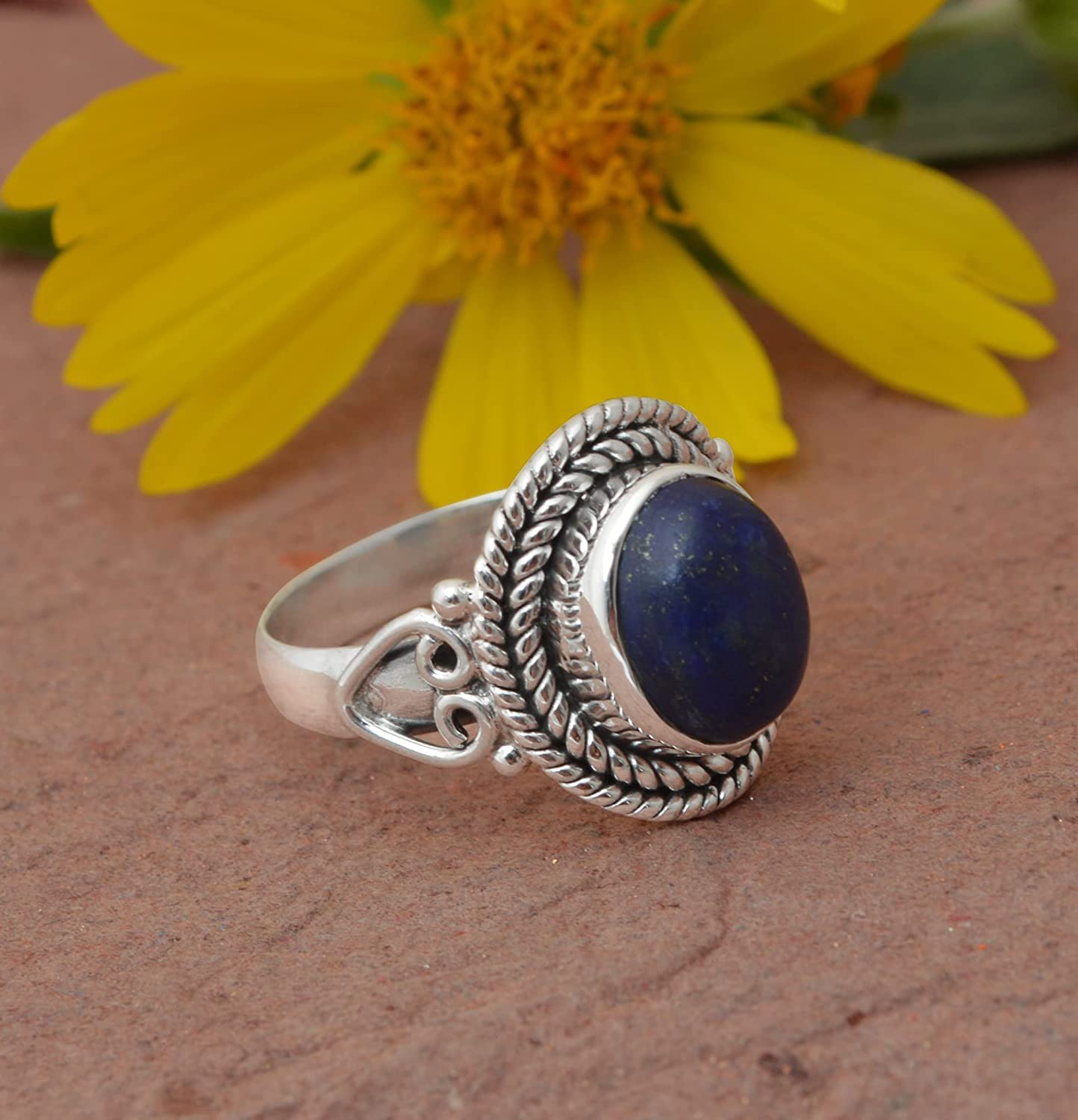 

Lapis Lazuli Gemstone Ring, Solid 925 Sterling Silver Ring, Statement Ring, Bohemian Ring, Designer Ring, Handmade Ring 10