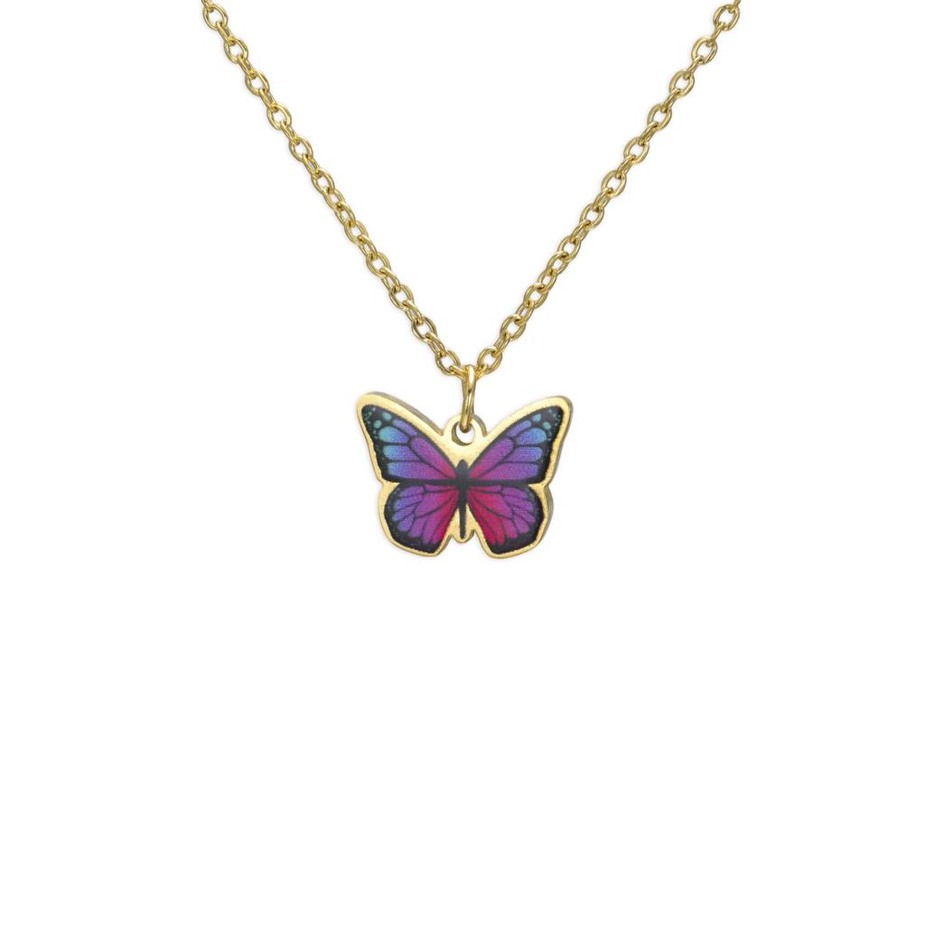 Teamer Colorful Butterfly Necklace For Women Girls Gold Color Stainless Steel Birthday Fashion Jewelry Gift Wholesale 2026 New