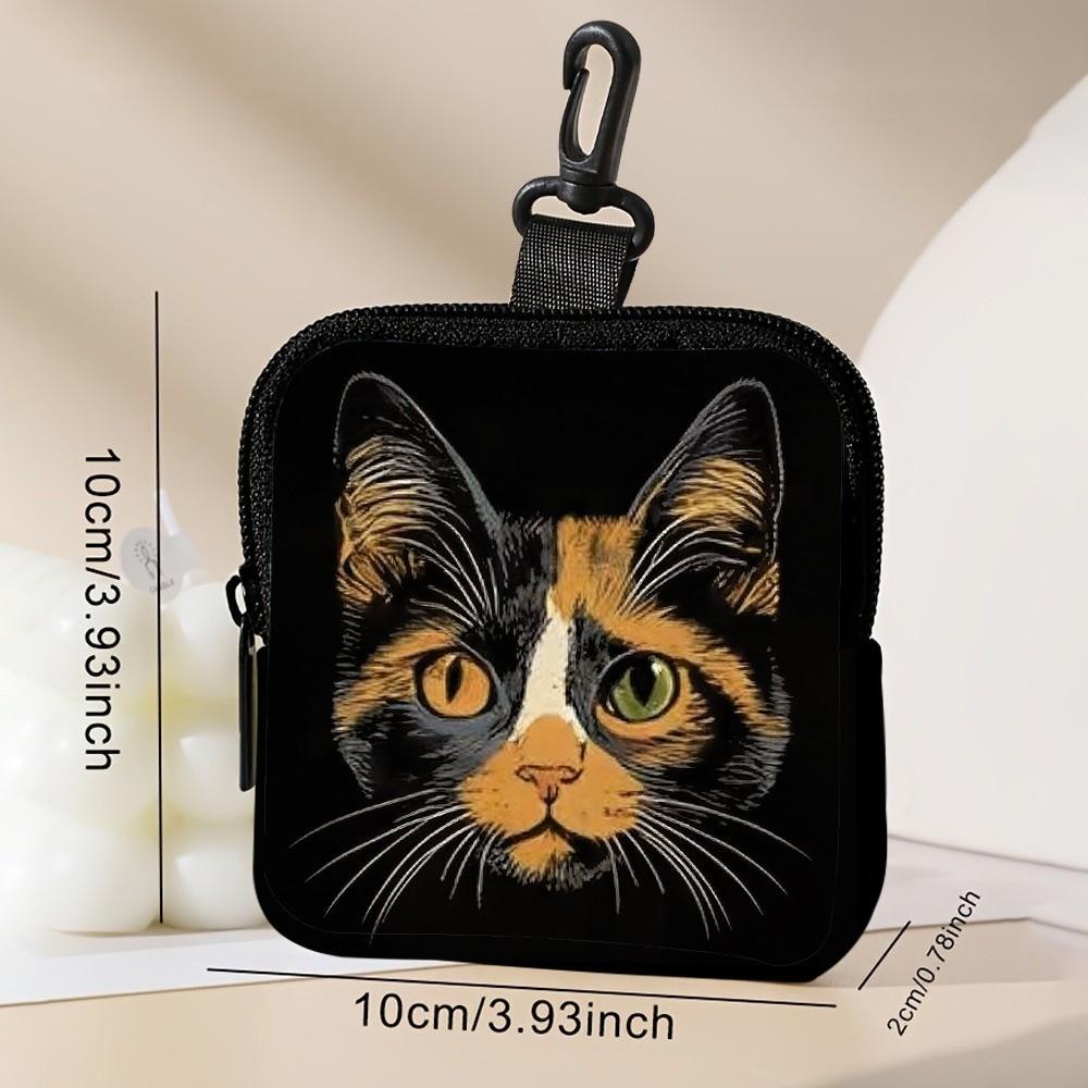 Trendy Mini Cat Coin Purse Water-resistant Lightweight Zipper Storage Bag PVC Portable Wallet Friends Gift