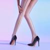 Aurora Silky Open Crotch Black Glossy Seamless Stockings with Vertical Lines - Ultra-thin Pantyhose for Women