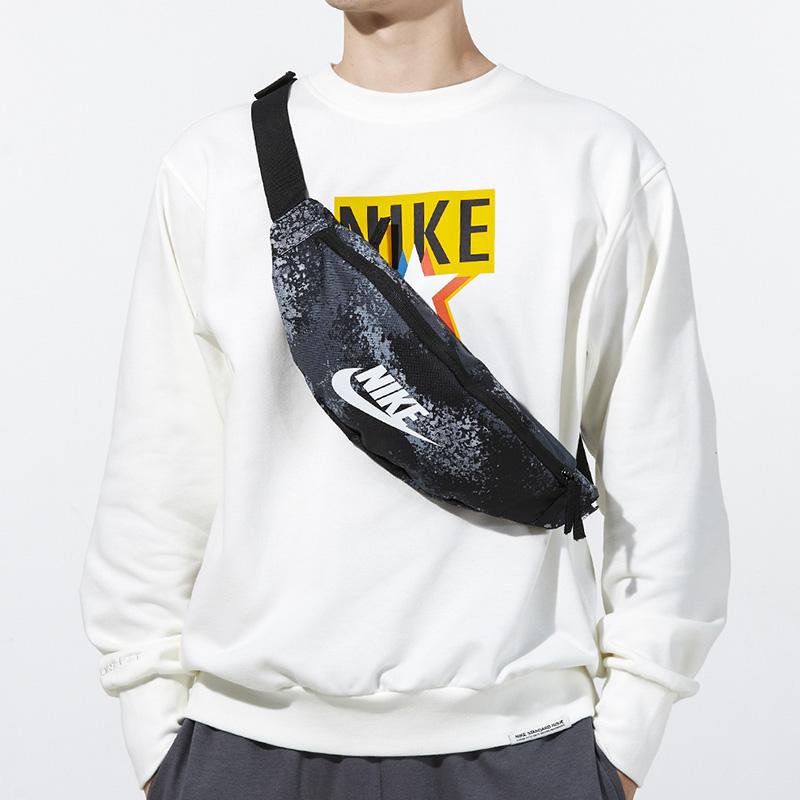 Nike Small Logo All Over Print Shoulder Crossbody Bag Waist Chest Bag Unisex Bags Black Gray DH9469-068