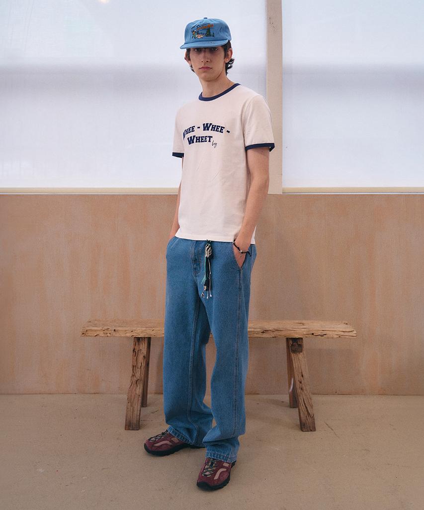 GENERALIDEA Man Whee Lettering Ringer Tee [White] / Gf2Mts011