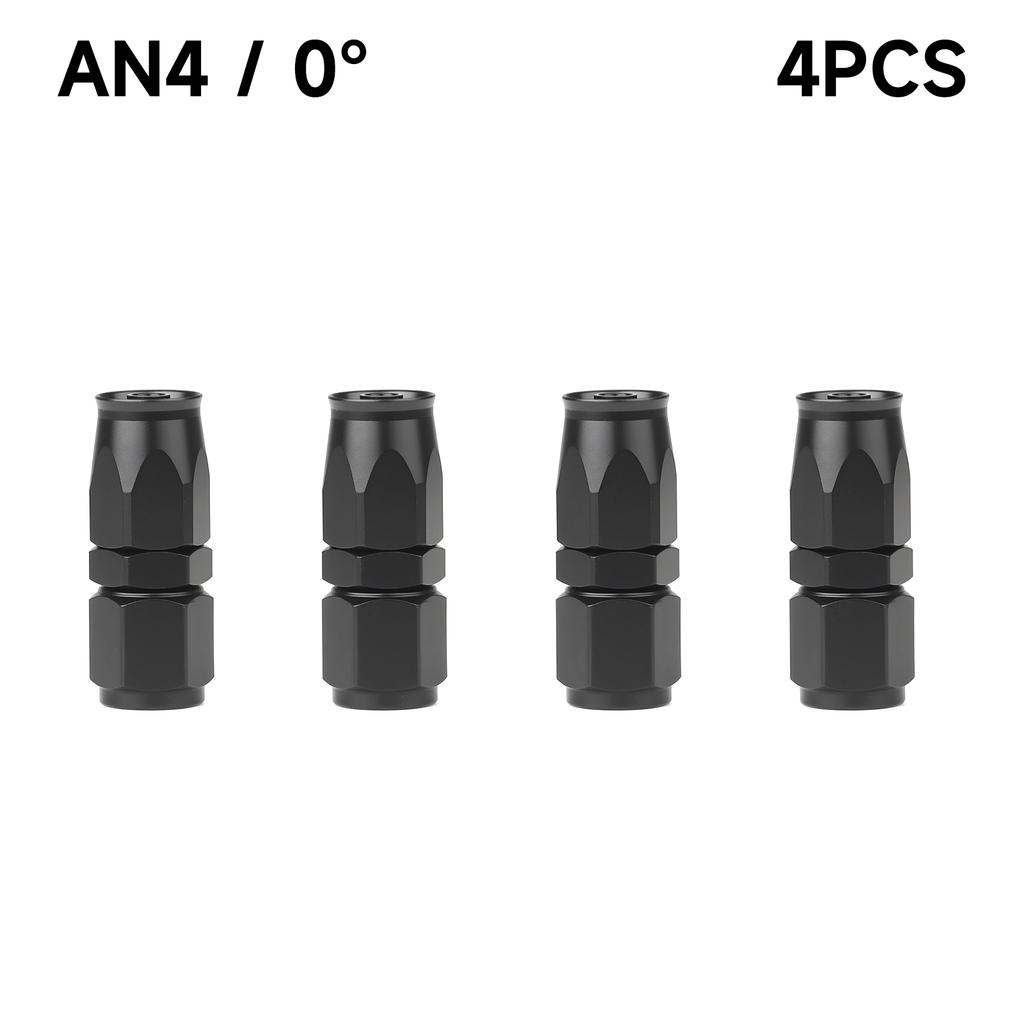 Black 4 PCS Hose End Fitting Swivel Adapter 0 45 90 180 Degree AN4 AN6 AN8 AN10 Aluminium Alloy Hose End Fitting Swivel Adapter