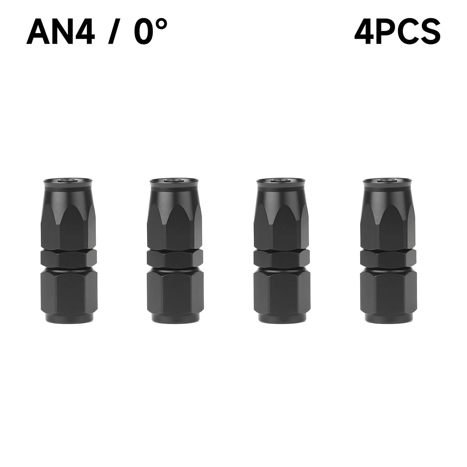 

0 45 90 180 Degree Car Oil Line Connector Kit 4 PCS Black Hose End Fitting Swivel Adapter Aluminium Alloy AN4 AN6 AN8 AN10