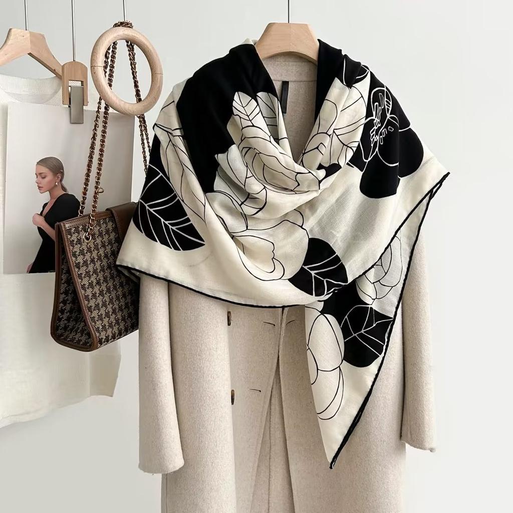 Mulberry silk 111 silk wool large square scarf collection hand-curled high-end gift silk scarf women's autumn shawl