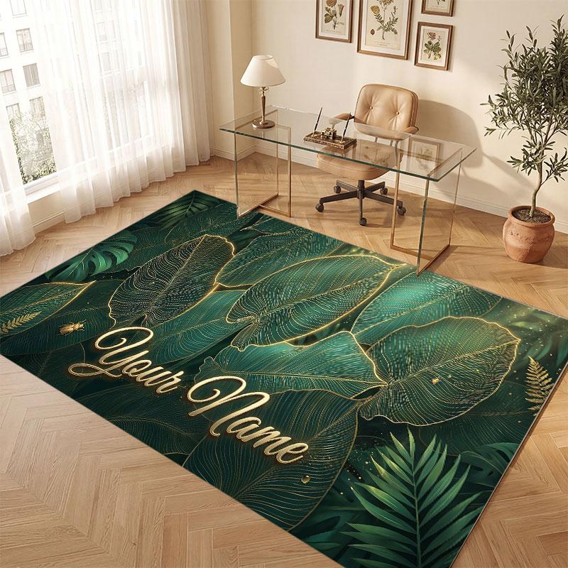 Decorative Artwork Theme Crystal Velvet Floor Rug Personalized Custom Name Text Warm Carpet Home Decoration