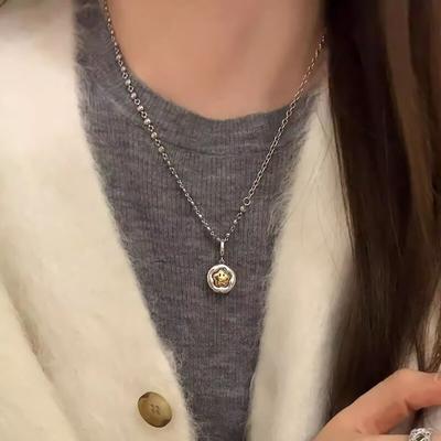 Women's Silver 925 Smile Sunflower Necklace