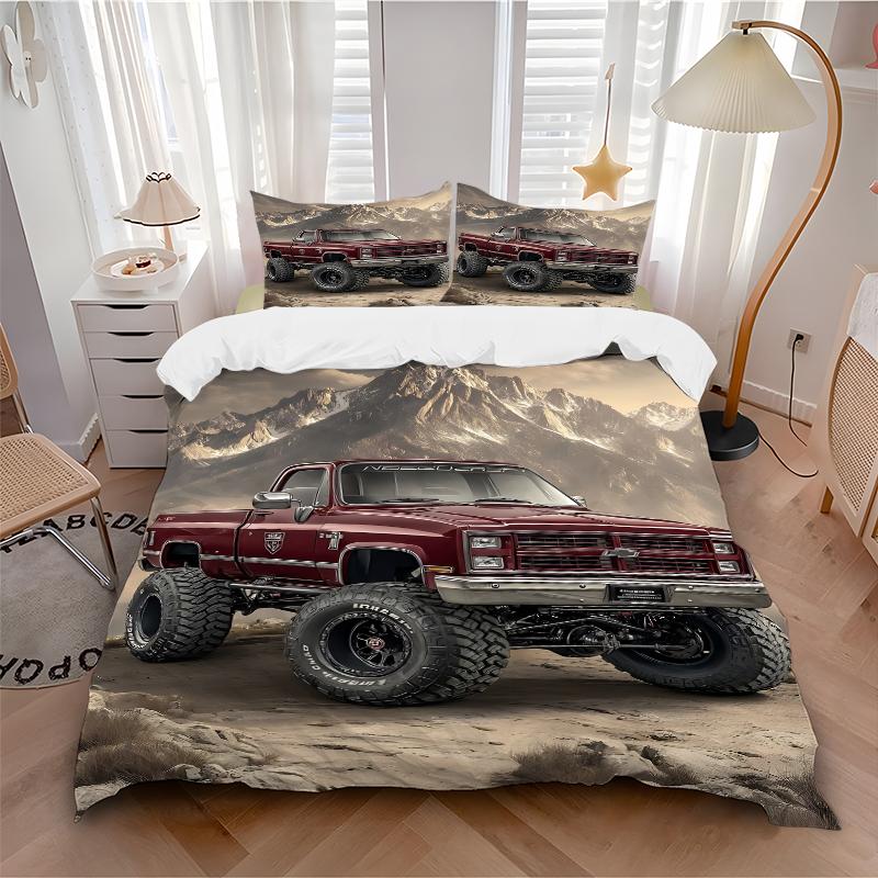 3Pcs Offroad Adventure Mountains Bedding Set Soft Fabric Duvet Cover Pillowcases Home Christmas Xmas Halloween Gift 1 Duvet Cover 2 Pillowcase G1149