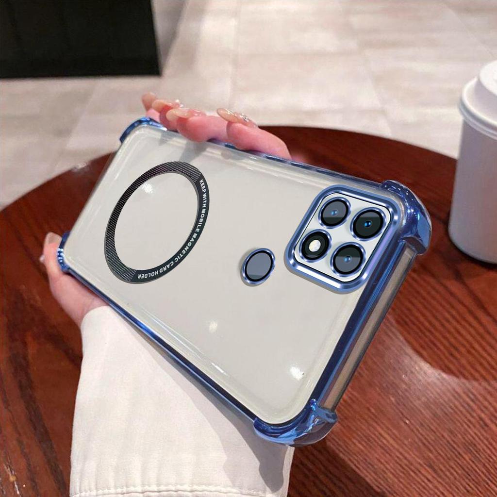 Case for OPPO A15s,A15 Clear Magnetic Casing Electroplated Lens Frame Phone Cover