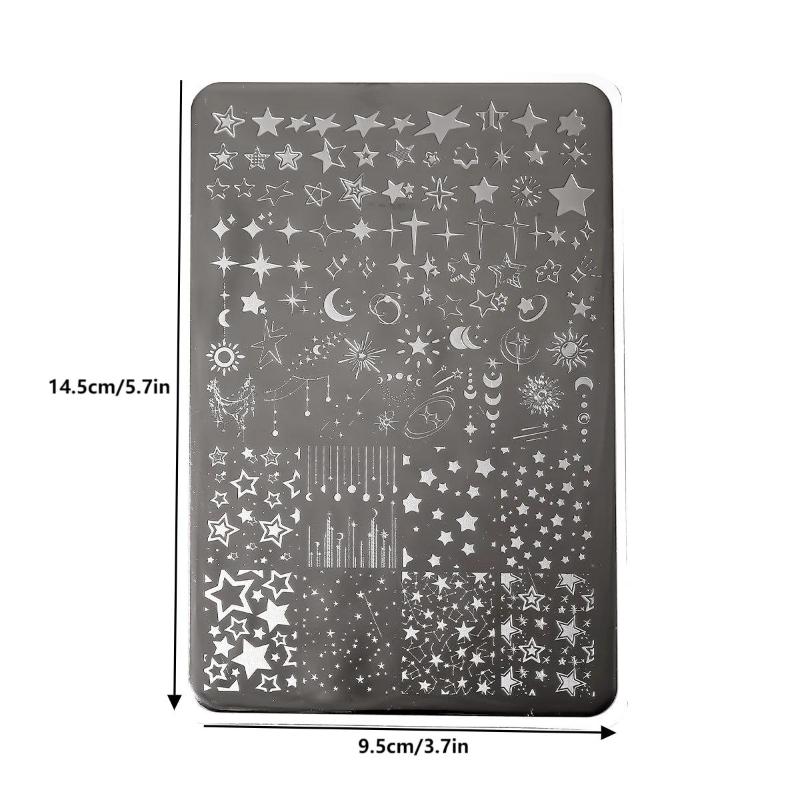 1 sztuka Kreskówkowe Płytki do Stemplowania Paznokci z Motywem Księżyca i Gwiazd Prostokątny Szablon Stempelki do Zdobienia Paznokci Płytka z Obrazkiem do Stemplowania Manicure Narzędzia do Drukowania na Paznokciach