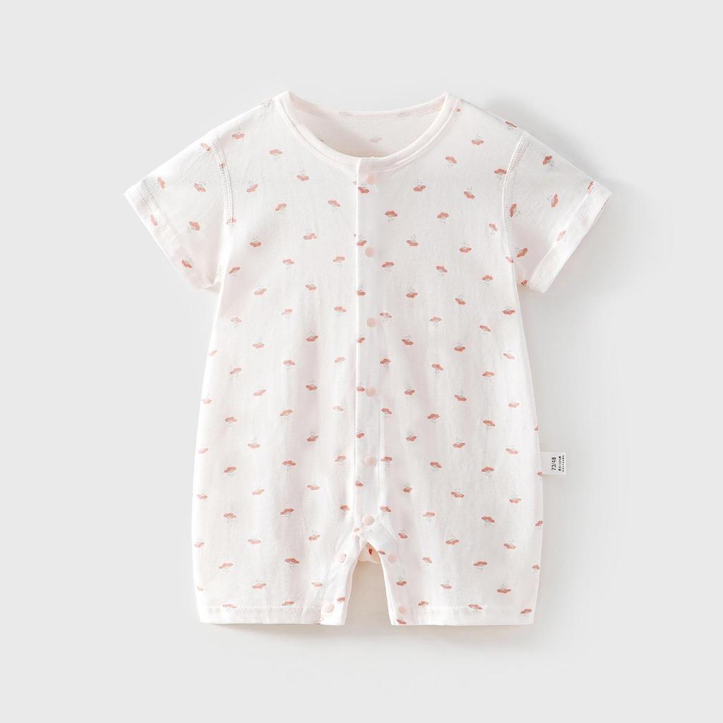 Summer Short Sleeve Cotton Baby Girl Romper - Lightweight Newborn Crawling Pajamas