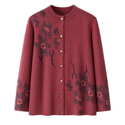 2025 Herbst/Winter Damen Woll-Cardigan Rundhals Pullover Mantel