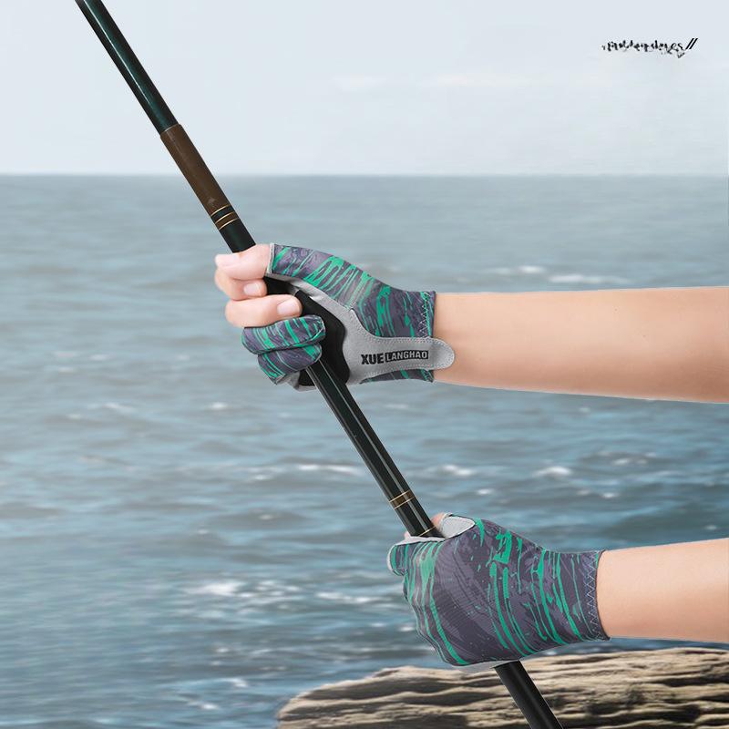 Neue Angelhandschuhe Rutschfeste Köderhandschuhe Sommer Outdoor Angelausrüstung Eisseide Sonnenschutz Halbfingerhandschuhe